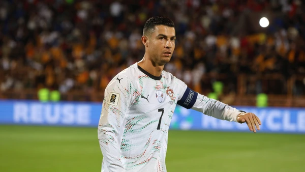 Cristiano Ronaldo of Portugal before the World Cup Qualifying match between Armenia and Portugal at the Vazgen Sargsyan Republican Stadium on September 6, 2025 in Yerevan, Armenia.