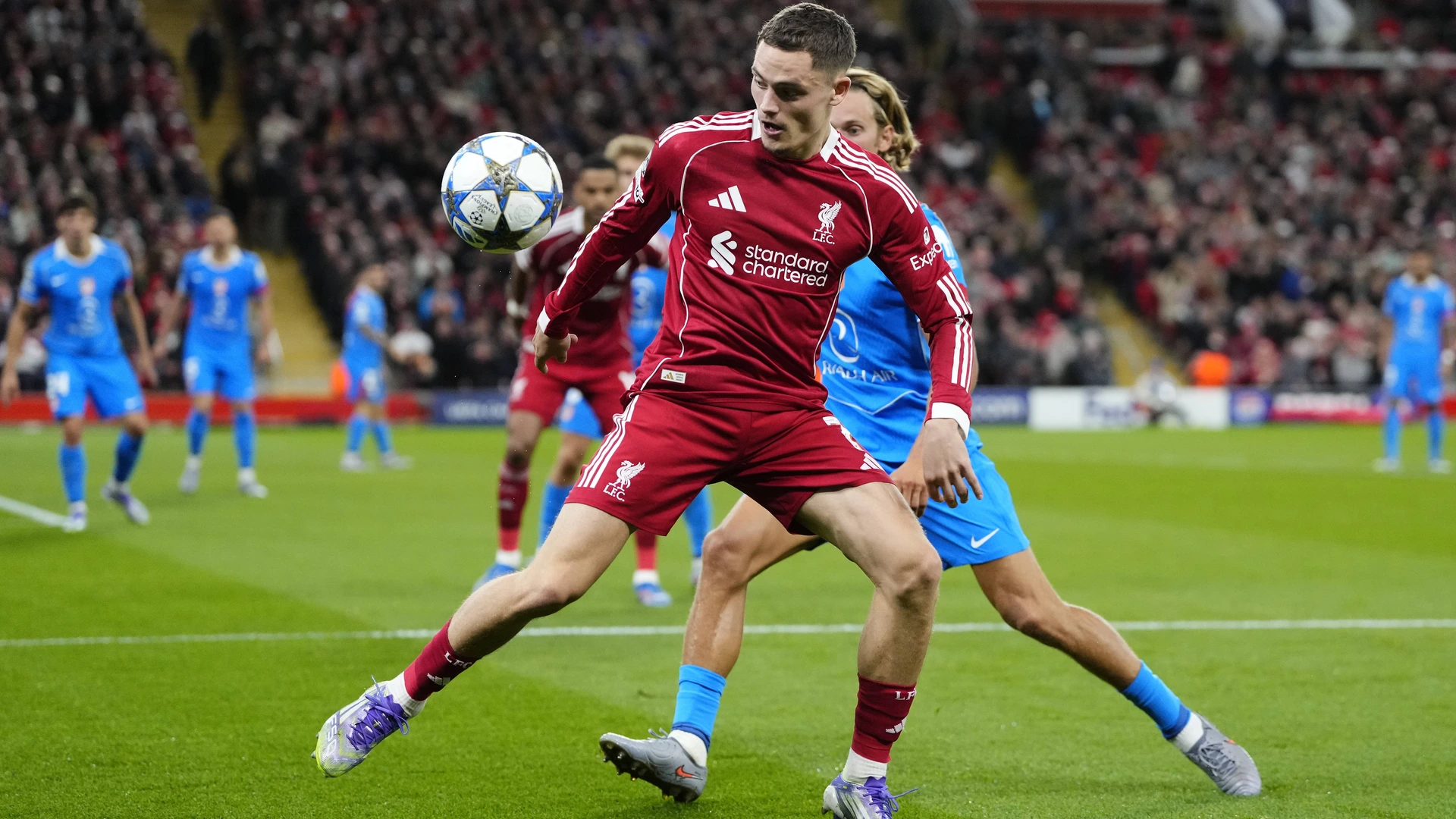 Liverpool FC v Atletico de Madrid - UEFA Champions League 2025/26 League Phase MD1 Florian Wirtz attacking midfield of Liverpool and Germany controls the ball September 17, 2025