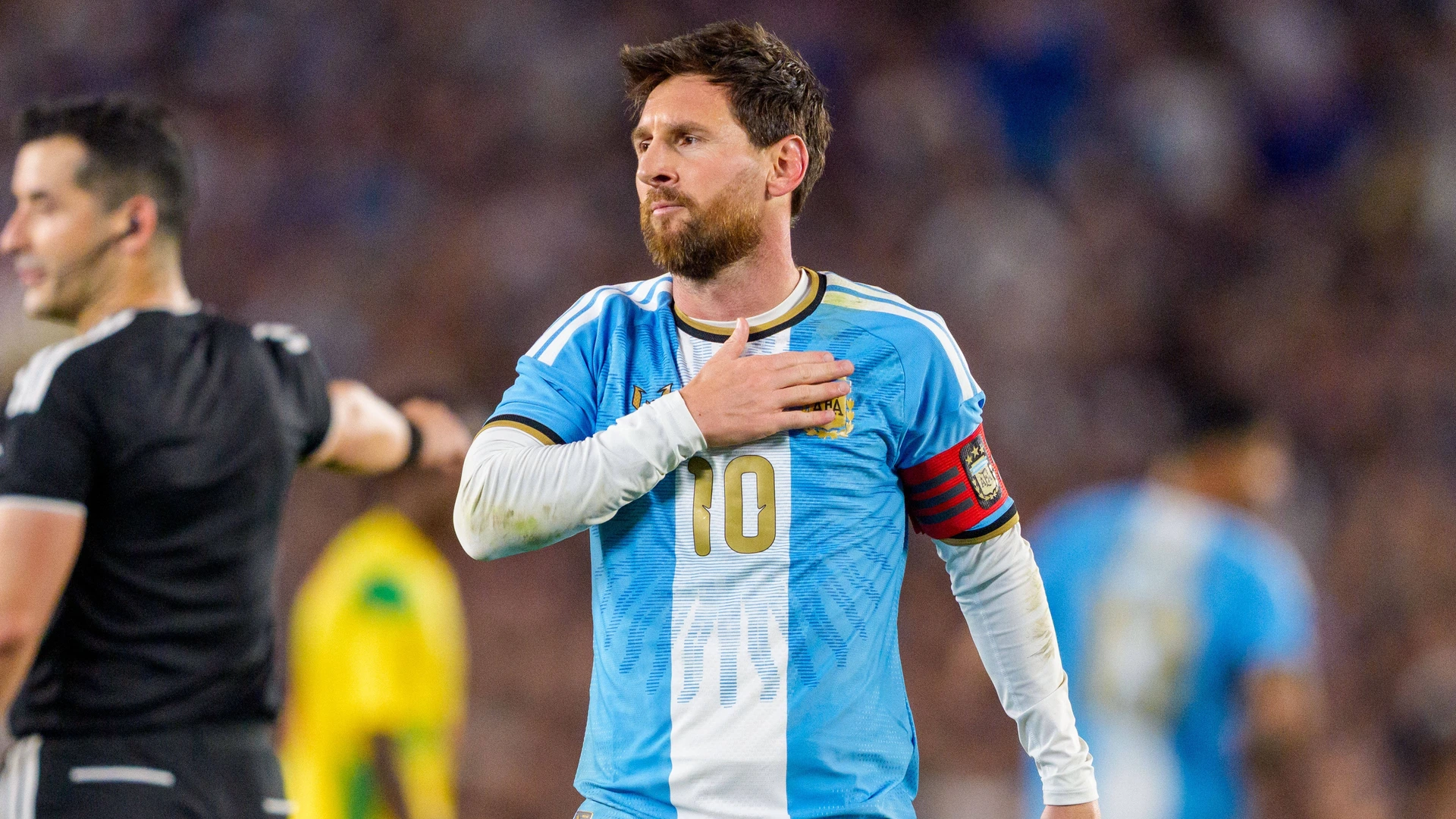Lionel Messi 10 of Argentina celebrates a goal during a game between Benin and Argentina at Estadio Monumental on October 6, 2026