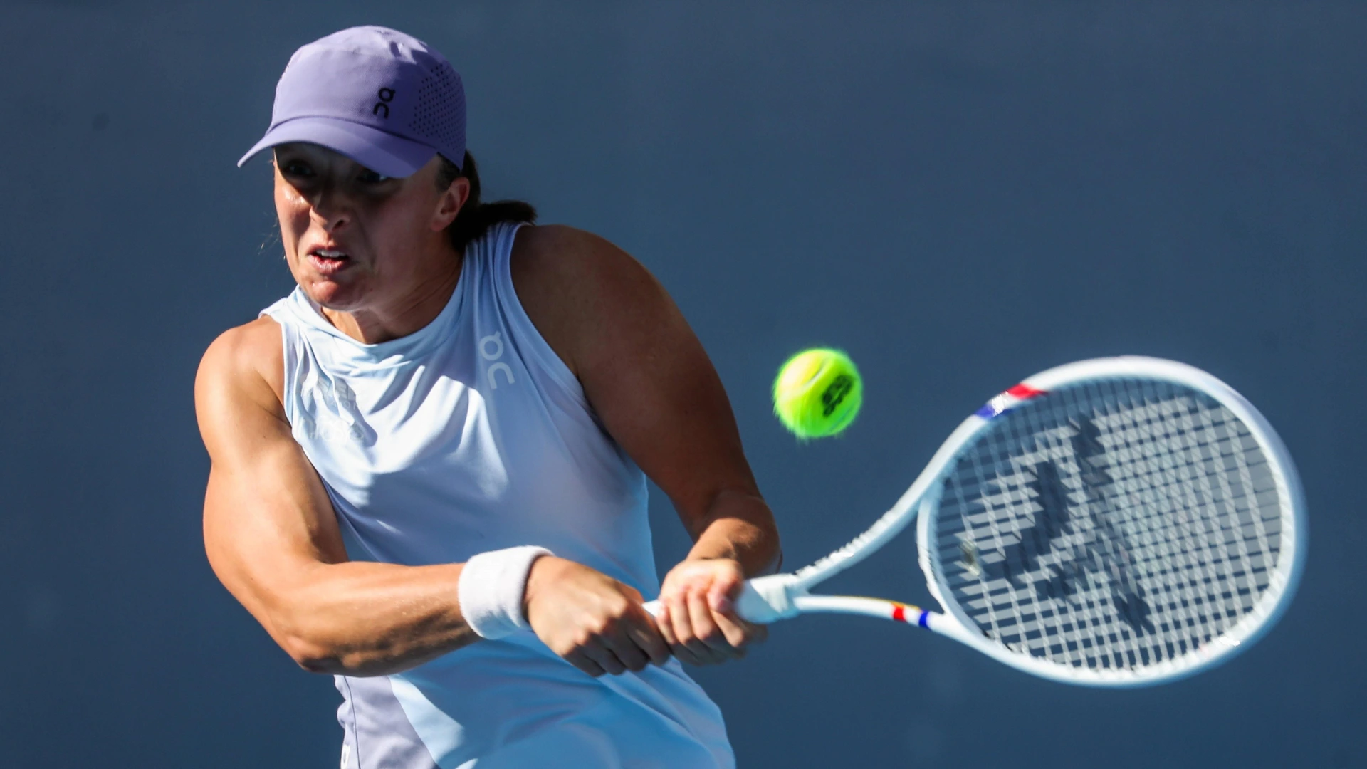 BEIJING, CHINA - SEPTEMBER 29: Iga Swiatek of Poland competes in the Women s Singles Round of 32 match against Camila Osorio of Colombia on day 8 of the 2025 China Open at the National Tennis Center on September 29, 2025 in Beijing, China.