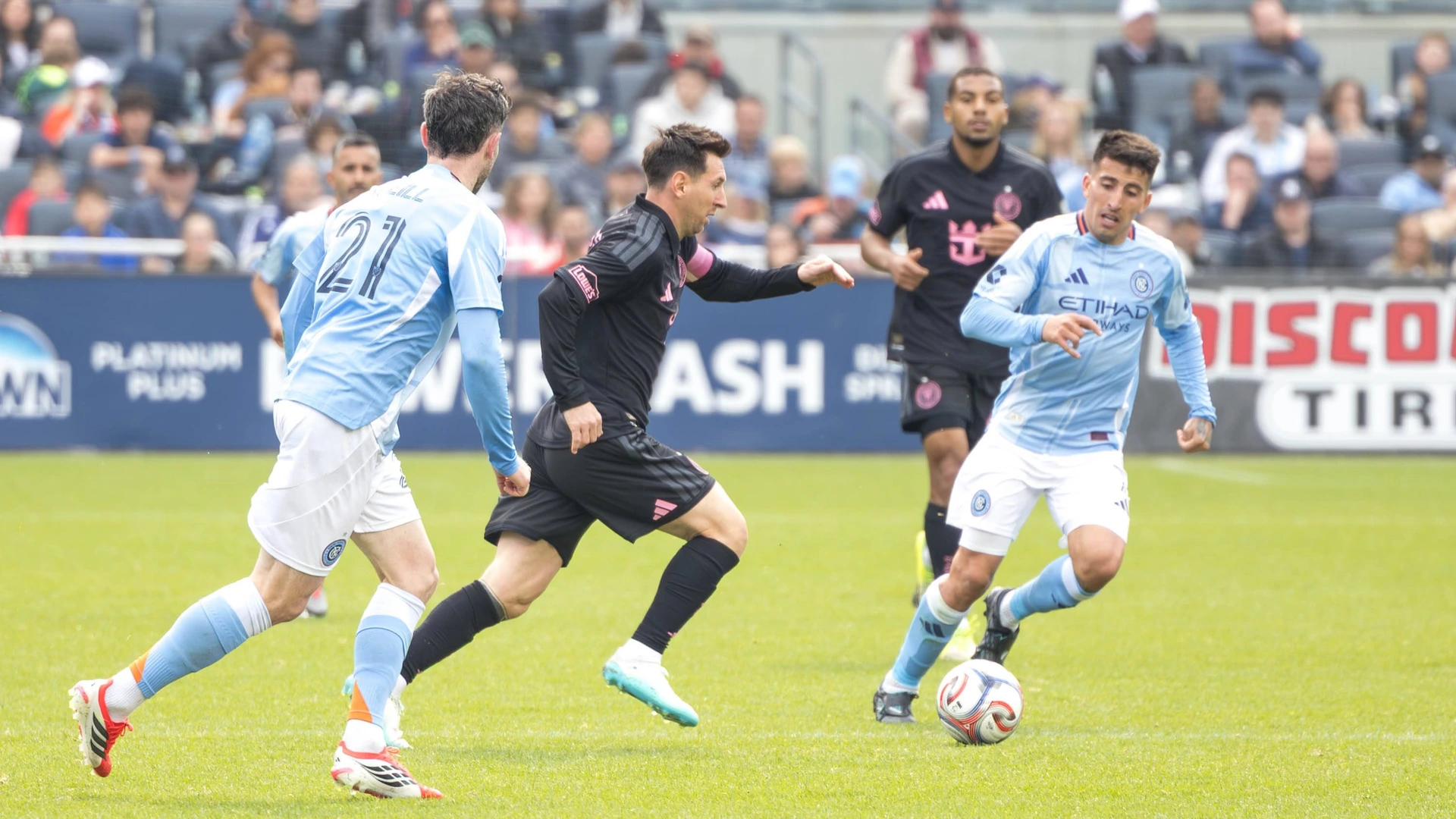 Lionel Messi of Inter Miami during the match between New York City FC and Inter Miami in Major League Soccer at Yankee Stadium in New York City, United States, this Sunday, March 22, 2026