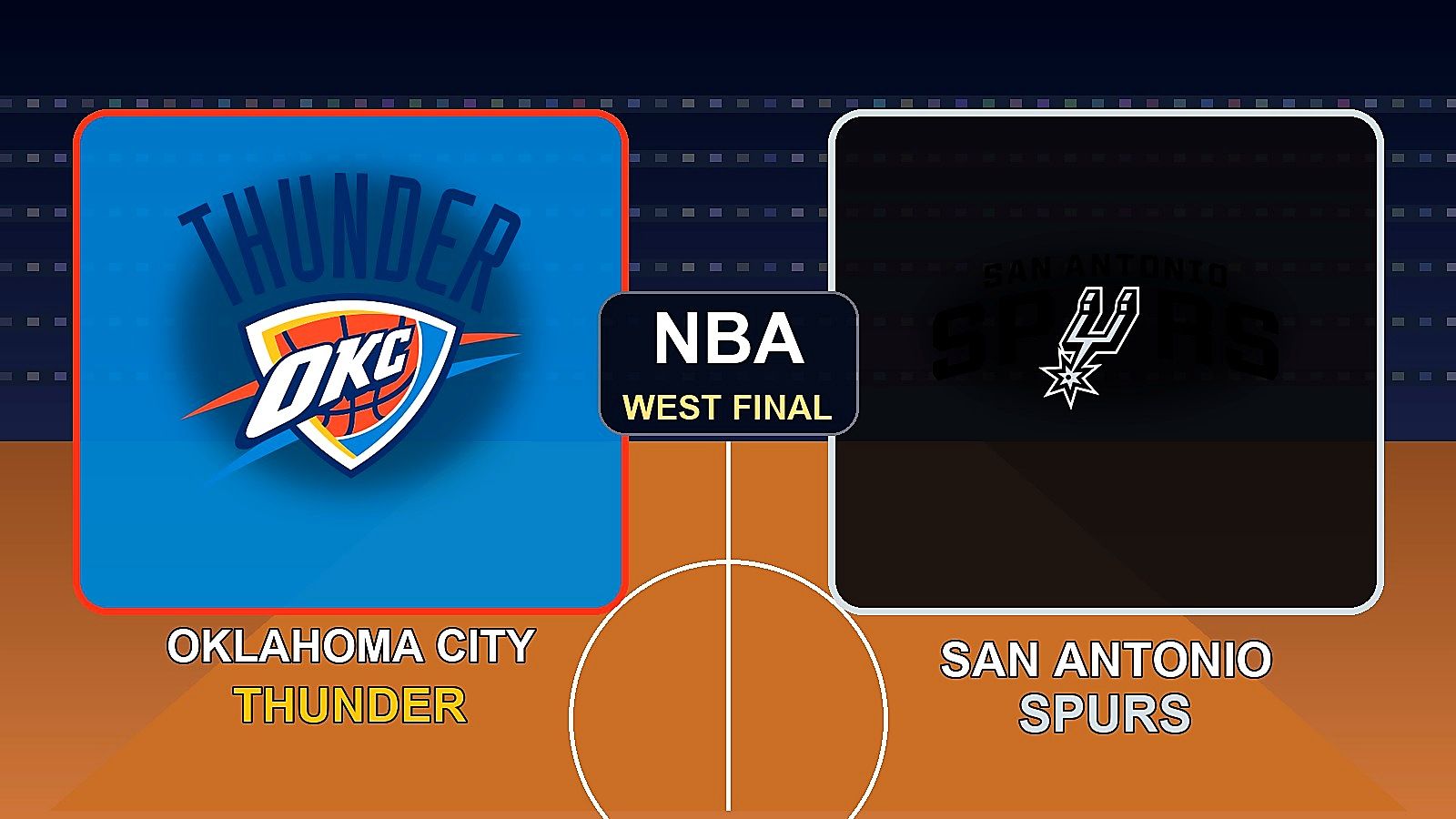 Oklahoma City Thunder vs San Antonio Spurs exact logo hero v2 1779533607