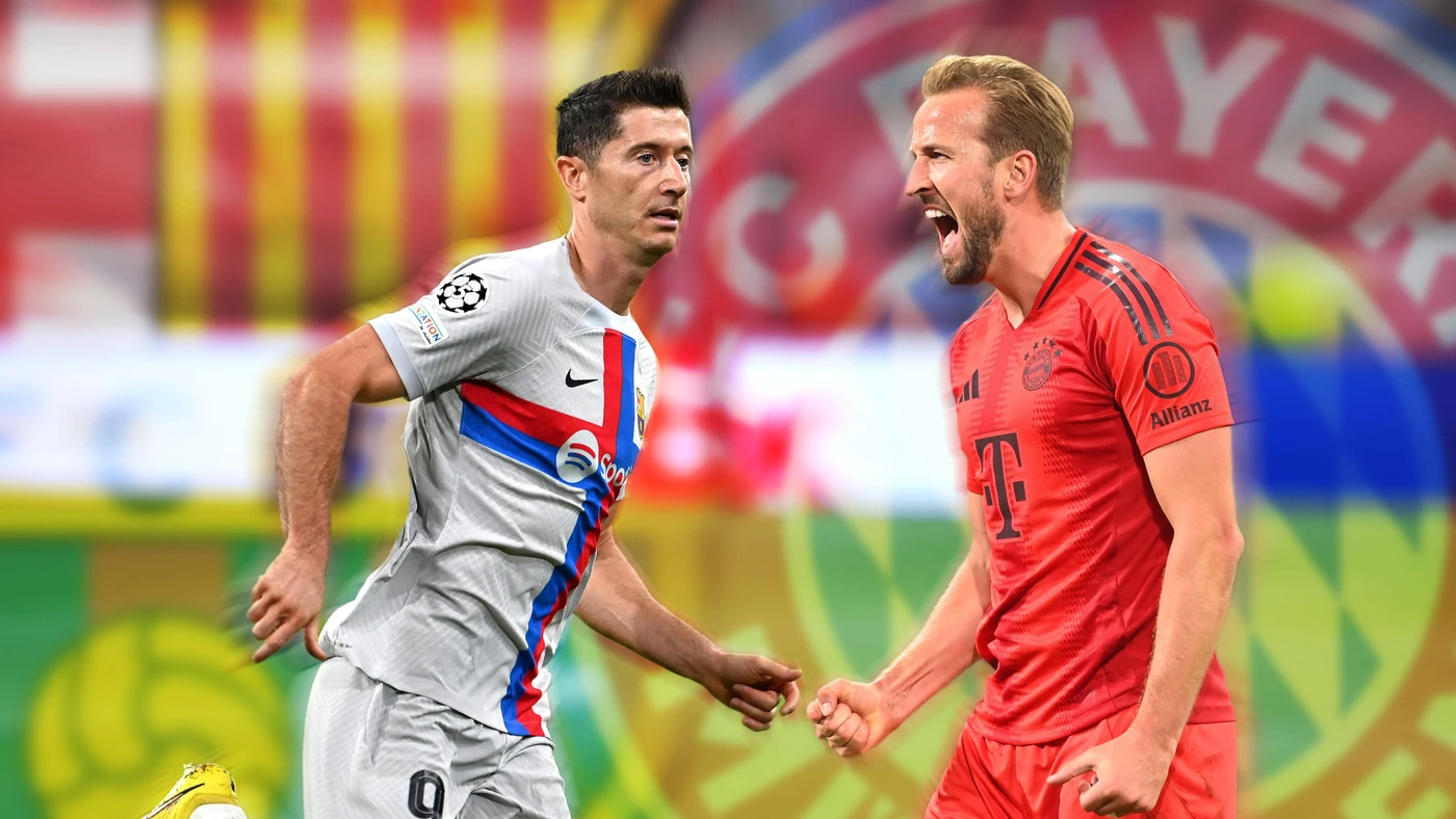 Robert LEWANDOWSKI Barcelona meets Harry KANE Bayern Muenchen Football Champions League