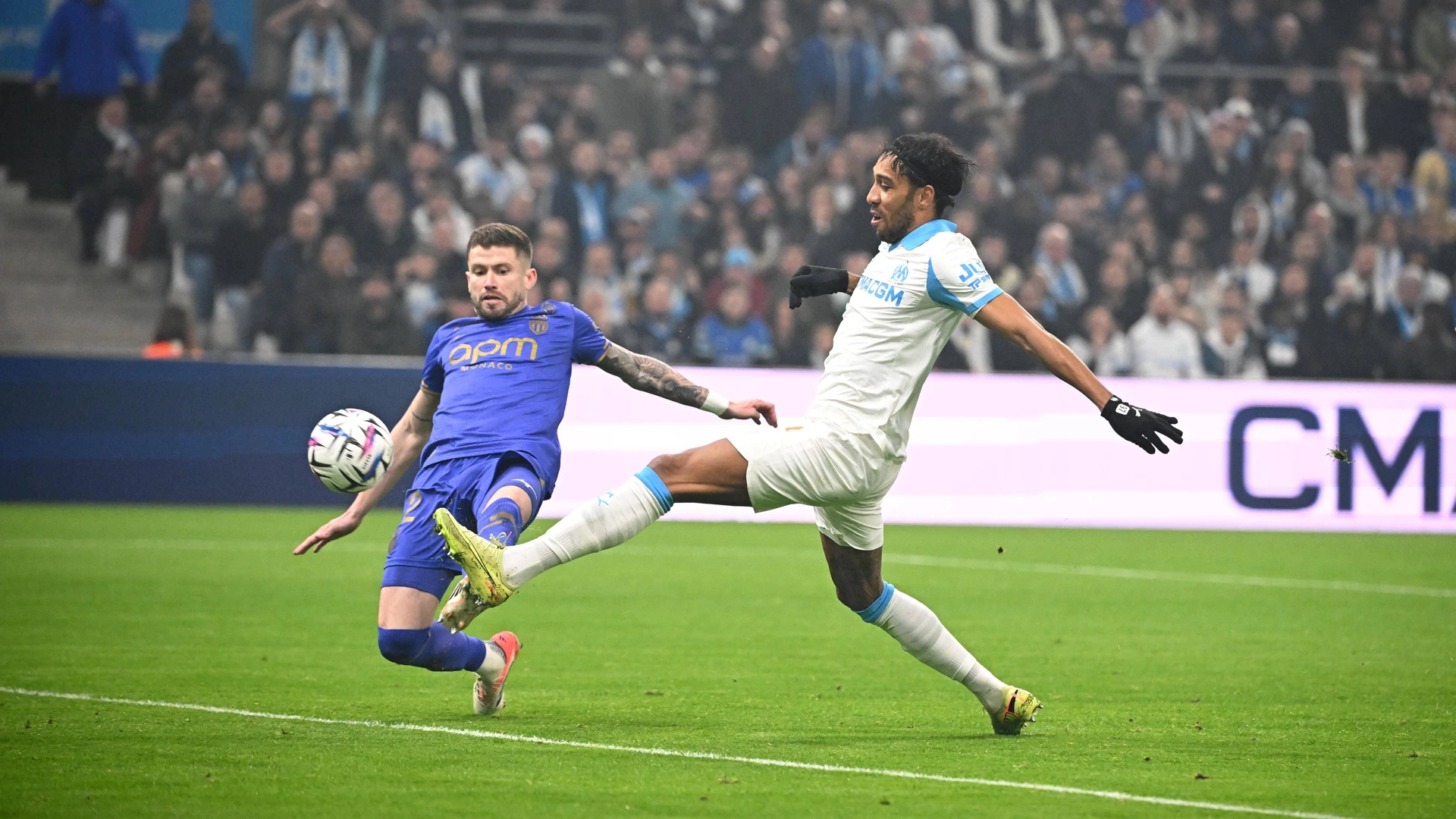 caio henrique aubameyang pierre emerick FOOT L1 2025 MARSEILLE-MONACO ORANGE VELODROME MARSEILLE FRANCE 14/12/2025 LAHALLE PIERRE MARSEILLE ORANGE VELODROME France