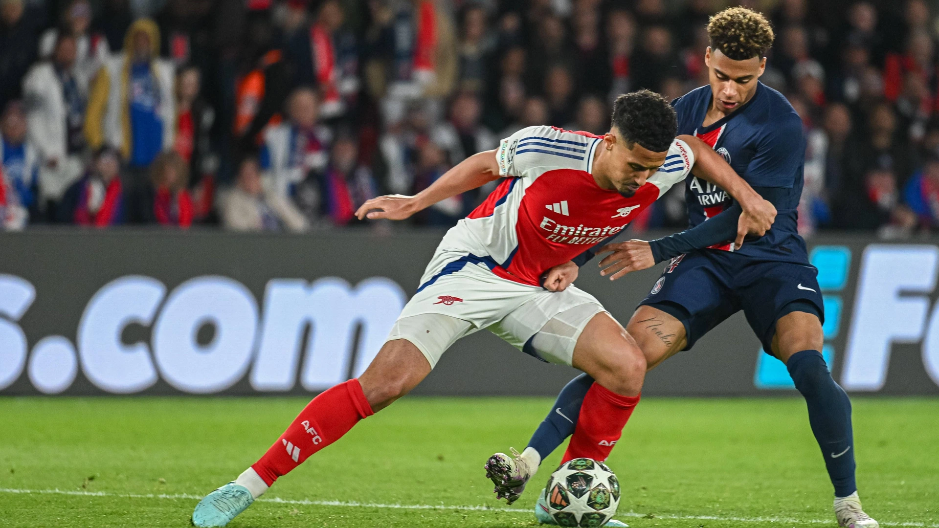 Desire Doue A during the Champions League semi-final second leg between PSG and Arsenal at the Parc des Princes on May 7, 2025.