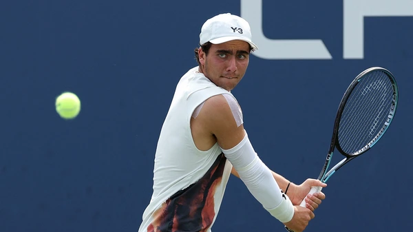 Ivan Ivanov of Bulgaria returns against Alexander Vasilev of Bulgaria during their Junior Boys' Singles Final match of the 2025 US Open on September 06, 2025 in New York City. 