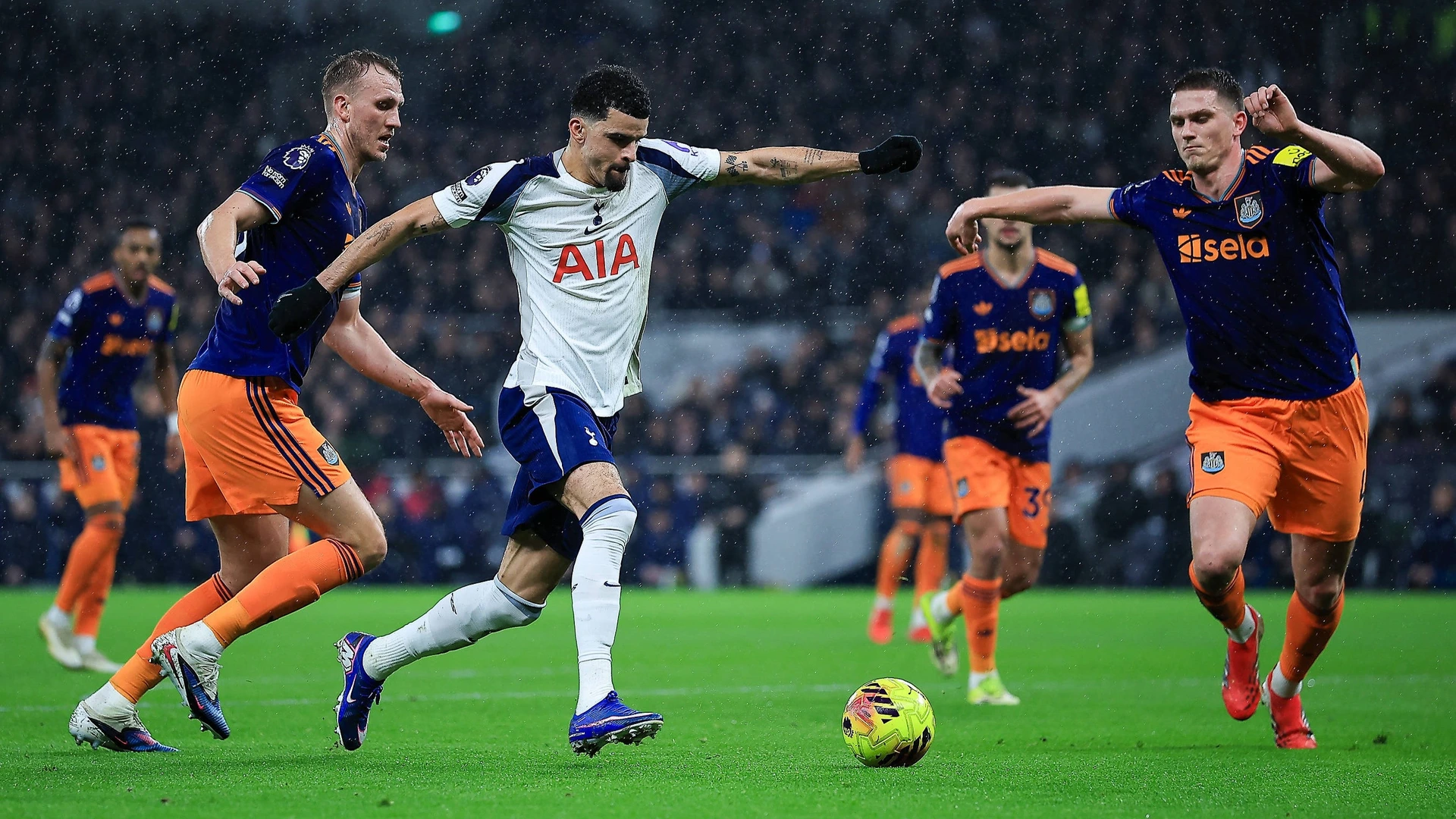 Dominic Solanke 19 runs with the ball during the Premier League match between Tottenham Hotspur and Newcastle United at Tottenham Hotspur Stadium, London, UK on 10 February 2026