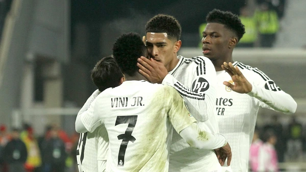 JUDE BELLINGHAM, AURELIEN TCHOUAMENI, Real Madrid, Champions League, 2024-25, Atalanta vs Real Madrid 2-3, 10-12-2024,