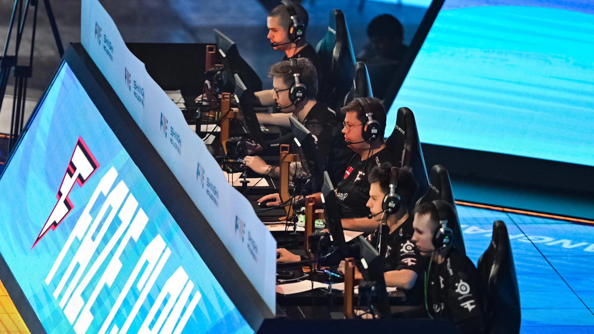Dec. 15, 2024 -- Members of FaZe Clan compete during the final of Perfect World Shanghai Major 2024 between Team Spirit and FaZe Clan in Shanghai, east China, Dec. 15, 2024.