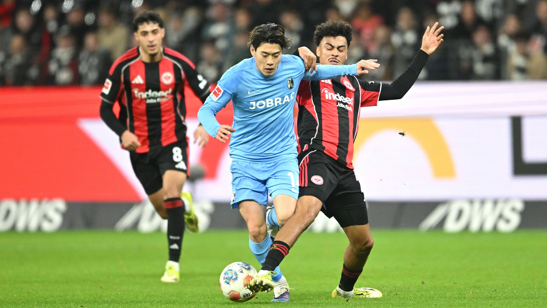 Eintracht Frankfurt SC Freiburg on 01 03 2026 Nathaniel Brown Frankfurt , right Yuito Suzuki Freiburg