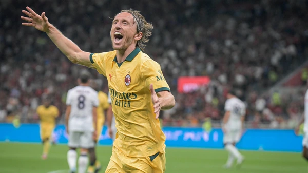 14 Luka Modric - AC Milan - celebrates after scoring 1-0 during AC Milan vs Bologna FC, Serie A ENILIVE, 14 - 09 - 2025