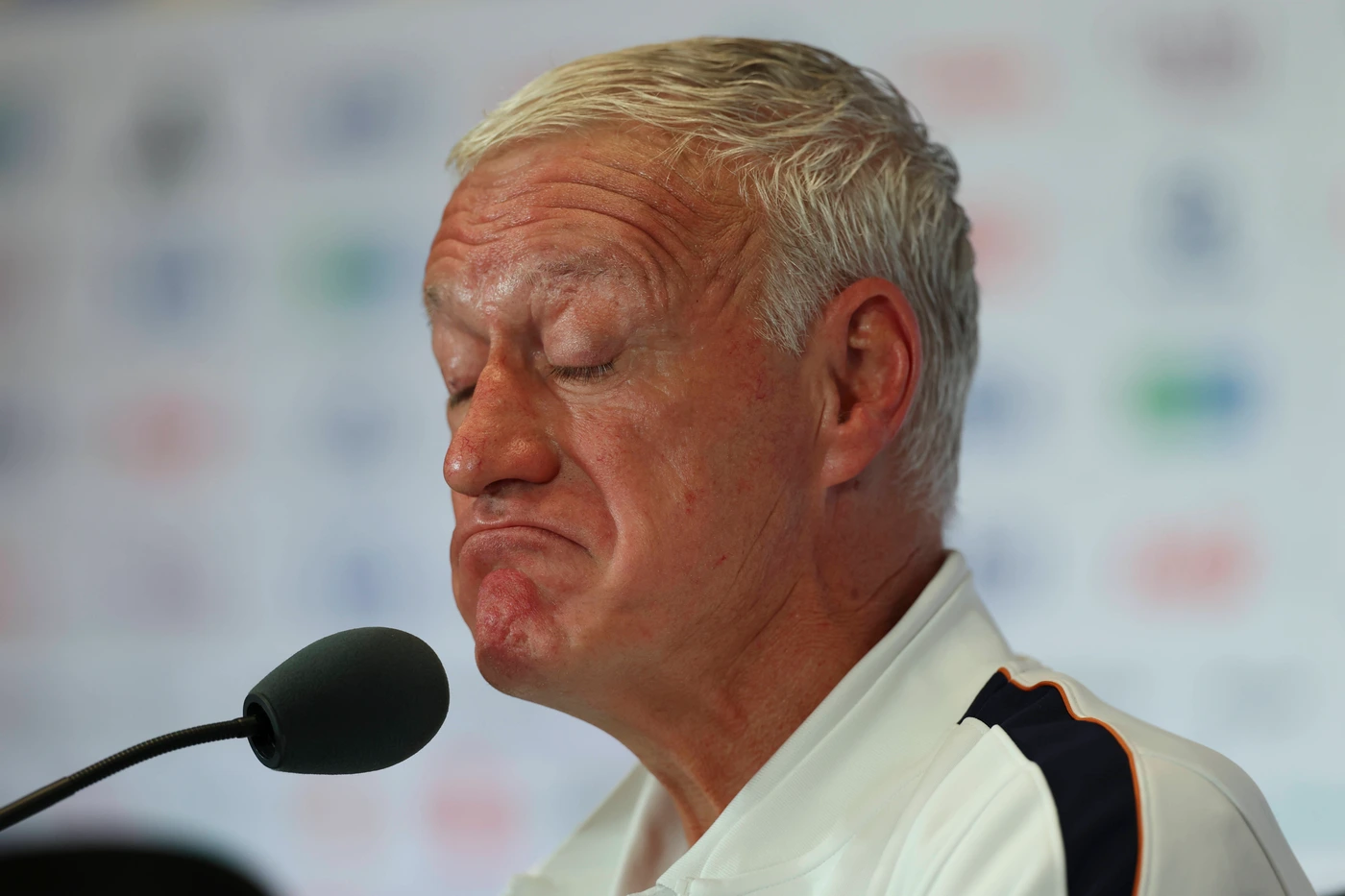 (260718) -- MAIAMI, July 18, 2026 -- Didier Deschamps, head coach of France, attends a press conference, PK, Pressekonferenz ahead of the bronze final match between France and England at the 2026 F...