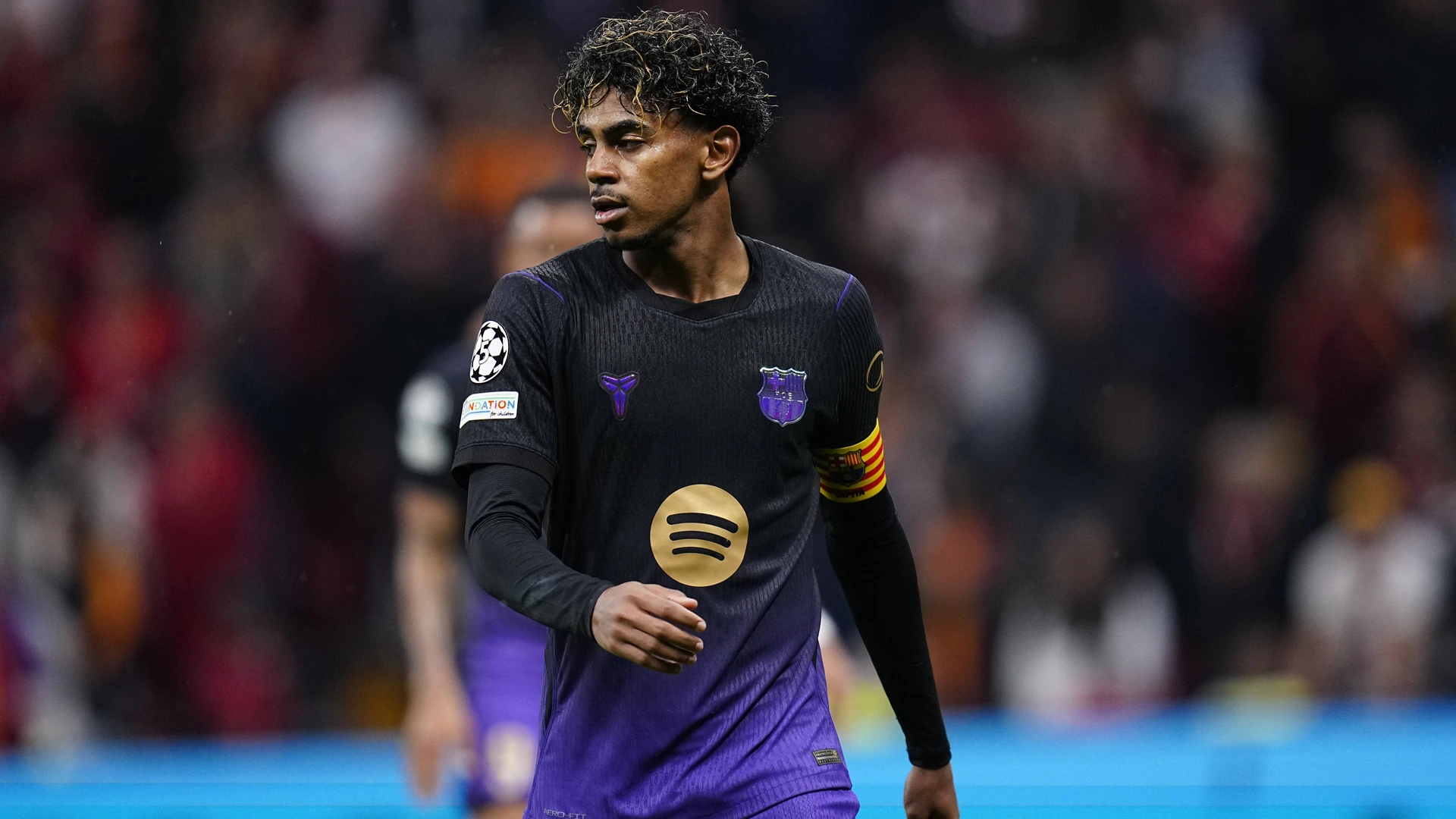  Lamine Yamal of Barcelona looks on during the UEFA Champions League 2026/27 League Phase MD2 match between Galatasaray A.S. and FC Barcelona at Ali Sami Yen Spor Kompleksi on October 13, 2026