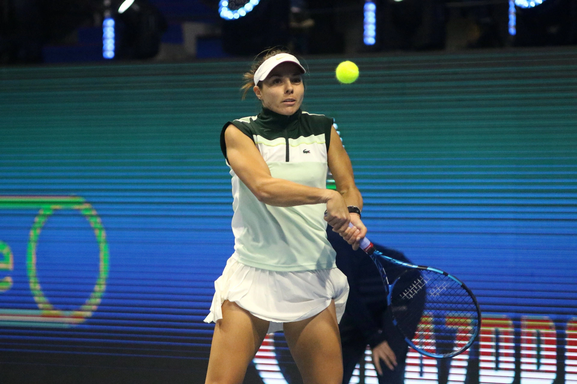 December 3, 2023, Saint Petersburg, Russia: Viktoriya Tomova of Bulgaria plays against Diana Shnaider of Russia during the exhibition tennis match of the North Palmyra Trophies - International Team Exhibition Tennis Tournament at KSK Arena. Final score; Diana Shnaider 0:2 Viktoriya Tomova. Saint Petersburg Russia - ZUMAs197 20231203_aaa_s197_394 Copyright: xMaksimxKonstantinovx