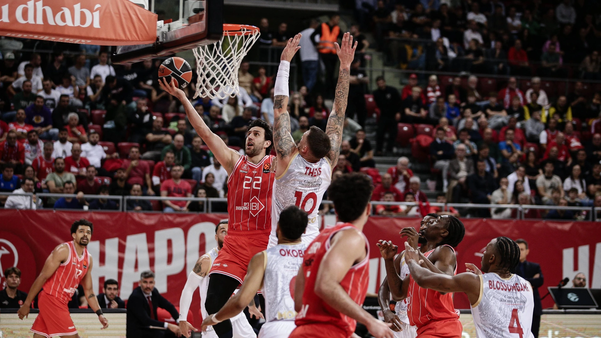 Hapoel s Vasilije Micic in action against Monaco s Daniel Theis during the Euroleague game between Hapoel IBI Tel Aviv vs AS Monacoon the October 23, 2025