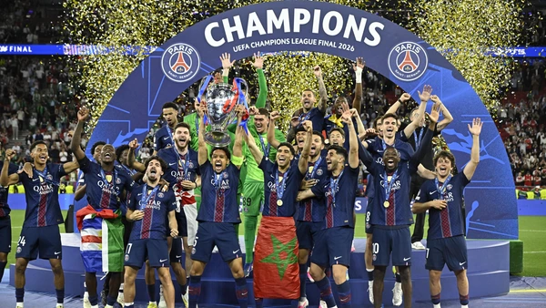 mayulu senny mendes nuno vitinha kvaratskhelia khvicha marquinhos hakimi achraf beraldo lucas dembele ousmane ruiz fabian neves joao FOOT CHAMPIONS LEAGUE 2026 PSG ARSENAL 1 1 4 3 tab PUSKAS ARENA BUDAPEST HUNGARY 30 05 2026