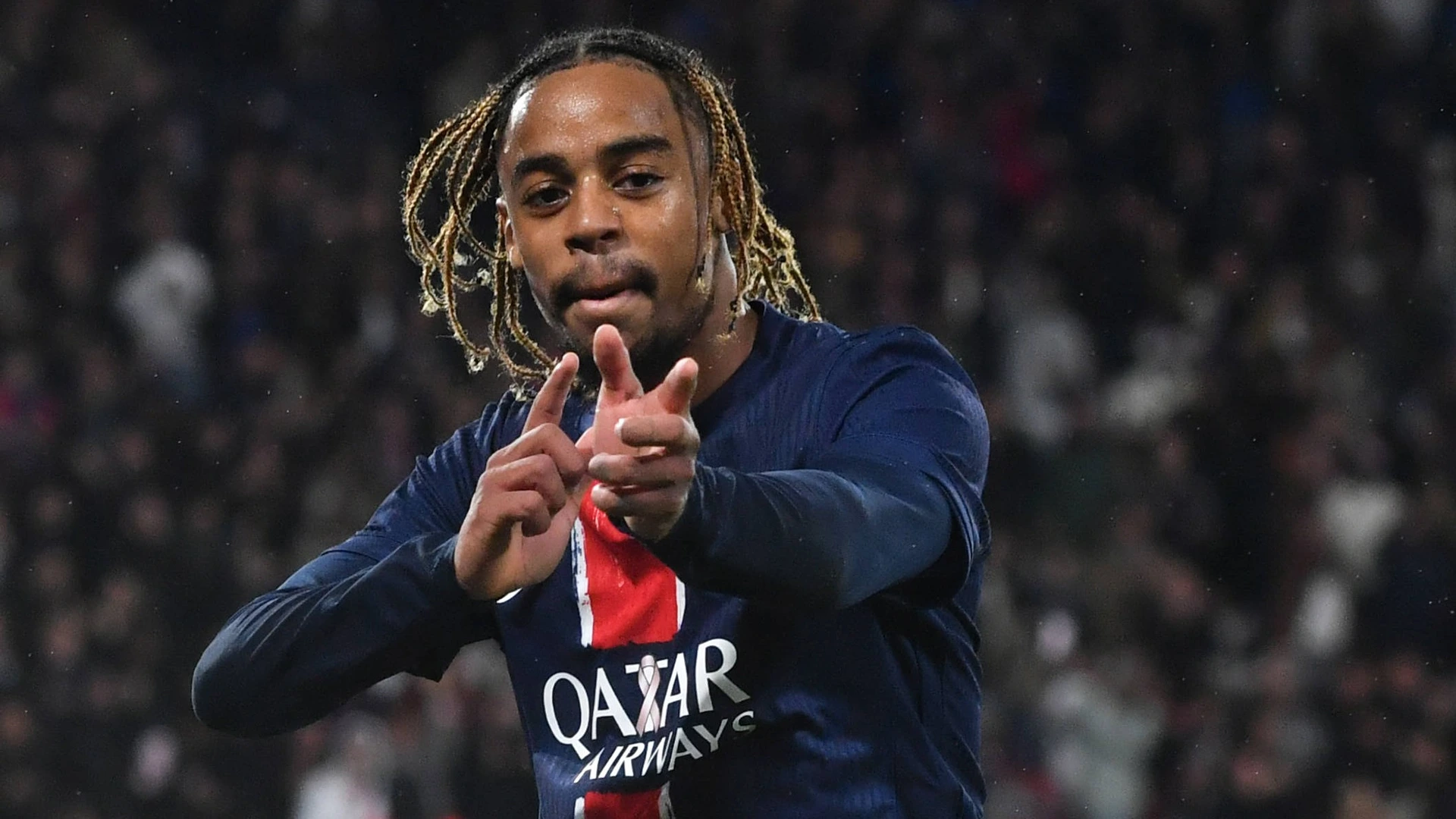 Bradley Barcola of PSG during the 8th Day of Ligue 1 Mc Donald s, between PSG and RC Strasbourg Alsace at Parc des Princes, October 19, 2024 