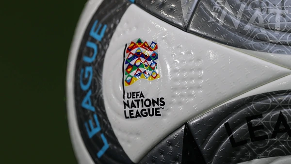 UEFA Nations League logo appears during the UEFA Nations League final 2025 match between Spain and Portugal at Munich Football Arena in Munich, Germany, on June 8, 2025.