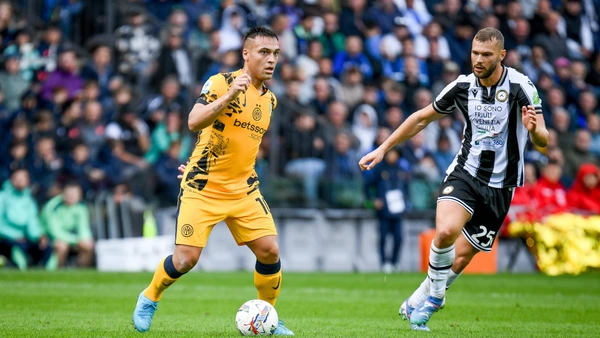 Lautaro Javier Martinez in action during Udinese Calcio vs Inter - FC Internazionale, Italian soccer Serie A match in Udine, Italy, September 28 2024