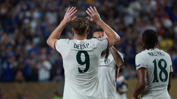 PHILADELPHIA, PENNSYLVANIA - JUNE 24: Liam Delap of Chelsea FC goal celebration during the FIFA Club World Cup 2025 group D match between Esperance de Tunis and Chelsea FC at Lincoln Financial Field on June 24, 2025 in Philadelphia, Pennsylvania.