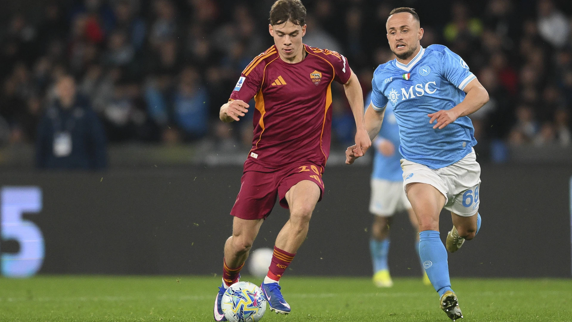 15 15 Feb 2026 Maradona Stadium, Naples, Italy Serie A  SSC Napoli versus AS Roma Lorenzo Venturino of AS Roma