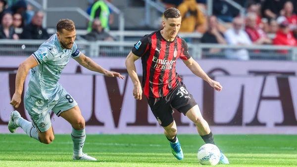 Alexis Saelemaekers of AC Milan seen in action during Serie A 2025/26 football match between AC Milan and Udinese Calcio at San Siro Stadium in Milan Italy on 11 April 2026.