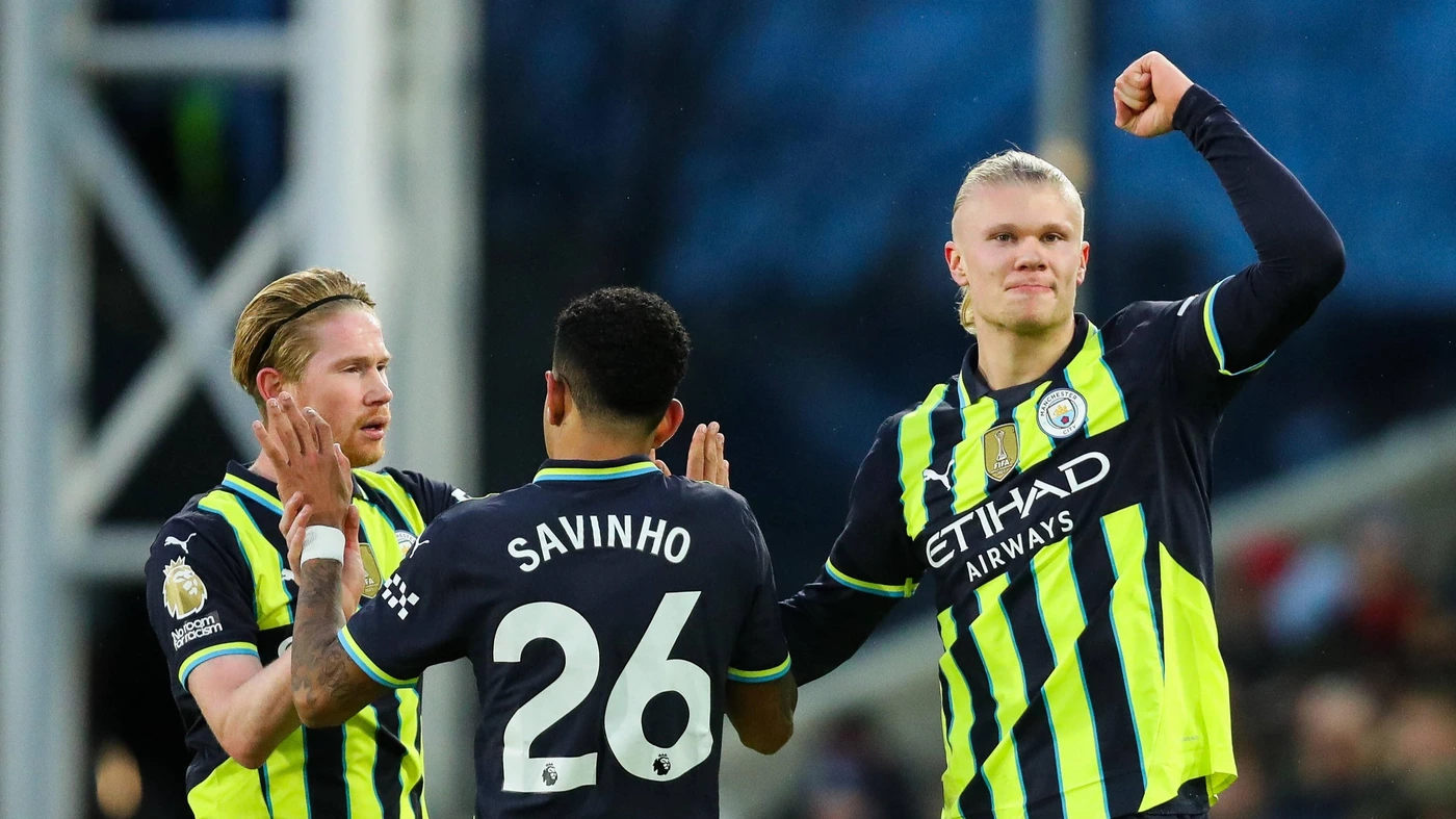 Premier League Crystal Palace v Manchester City Erling Haaland of Manchester City celebrates his goal to make it 1-1 during the Premier League match Crystal Palace vs Manchester City at Selhurst Park, London, United Kingdom, 7th December 2024