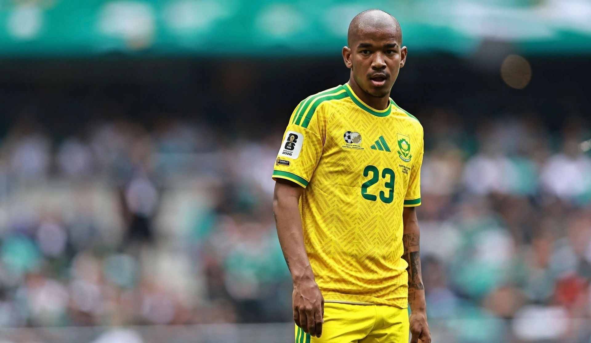 RECORD DATE NOT STATED 11th June, 2026; Mexico City Stadium, Mexico City, Mexico; FIFA World Cup, WM, Weltmeisterschaft, Fussball Football, Mexico versus South Africa; Jayden Adams of South Africa ...
