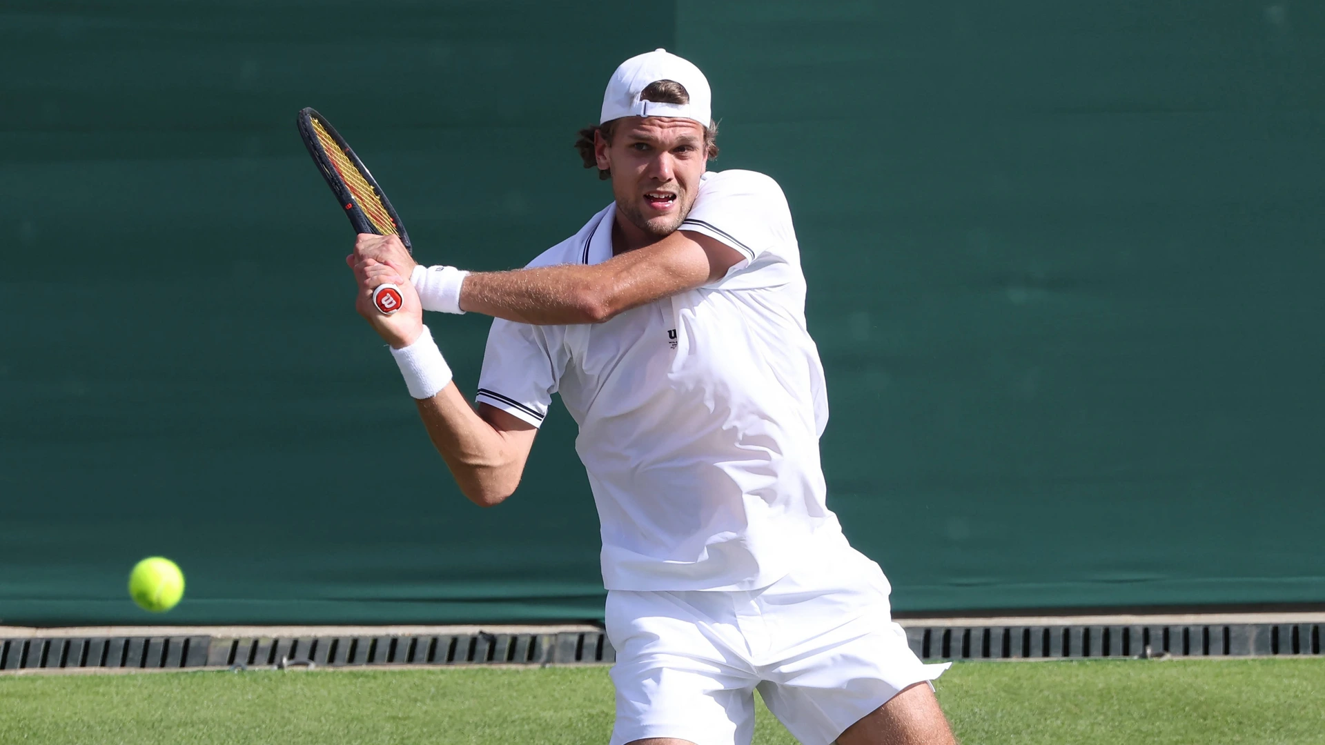 Finland s Otto Virtanen plays a backhand in his match against American Ben Shelton on day two of the 2026 Wimbledon Championships in London on Tuesday, June 30, 2026.