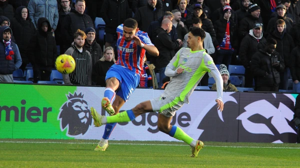Football - 2025 / 2026 Premier League - Crystal Palace vs Manchester City - Selhurst Park- Sunday 14th December 2025 Tijjani Reijnders of Manchester City challenges Maxence Lacroix