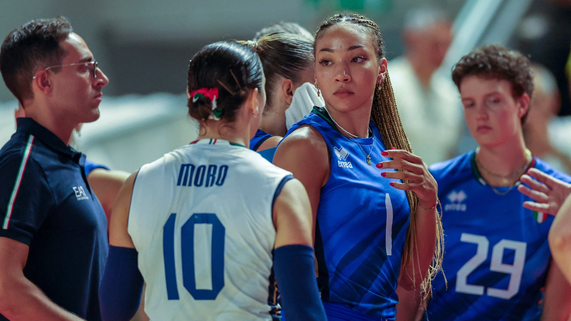  Valeria BATTISTA ITA during a timeout in the Italy vs. Serbia women s volleyball preliminary round Pool A at the 20th Mediterranean GamesTaranto 2026held in Taranto, Italy, on August 26, 2026 