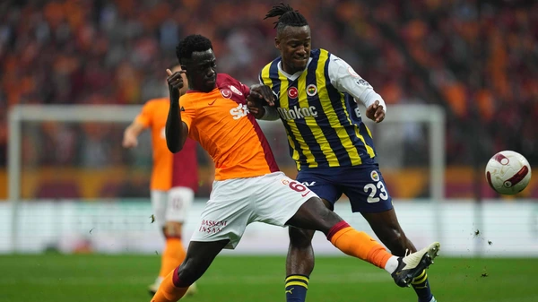 May 19 2024: Davinson Sanchez Galatasaray and Michy Batshuayi Fenerbahce battle for the ball during a Turkish Super Lig - Day 37 game, Galatasaray vs Fenerbahce, at Rams Park, Istanbul, Turkey. /CSM Istanbul Turkey