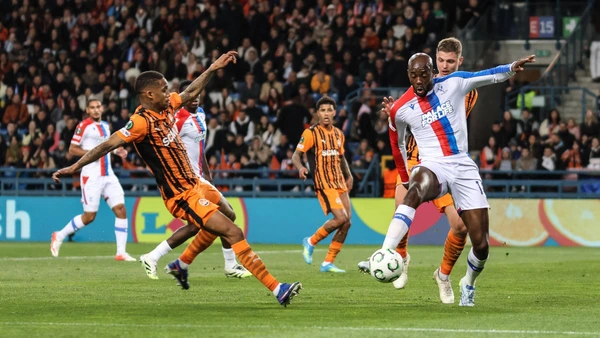 UEFA Conference League Shakhtar Donetsk vs Crystal Palace FC 04.30.2026, Krakow, Poland, football, 2025 2026 UEFA Conference League semi-final Shakhtar Donetsk vs Crystal Palace FC op: Jean-Philippe Mateta, Valeriy Bondar