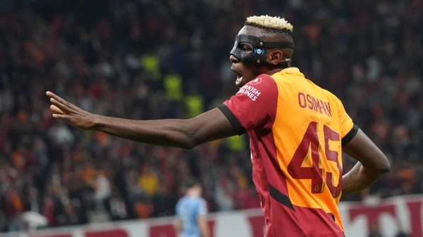 Victor Osimhen of Galatasaray during the UEFA Europa League 2024/25 League Phase MD4 match between Galatasaray A.S. and Tottenham Hotspur at on November 7, 2024 in Istanbul, Turkey.