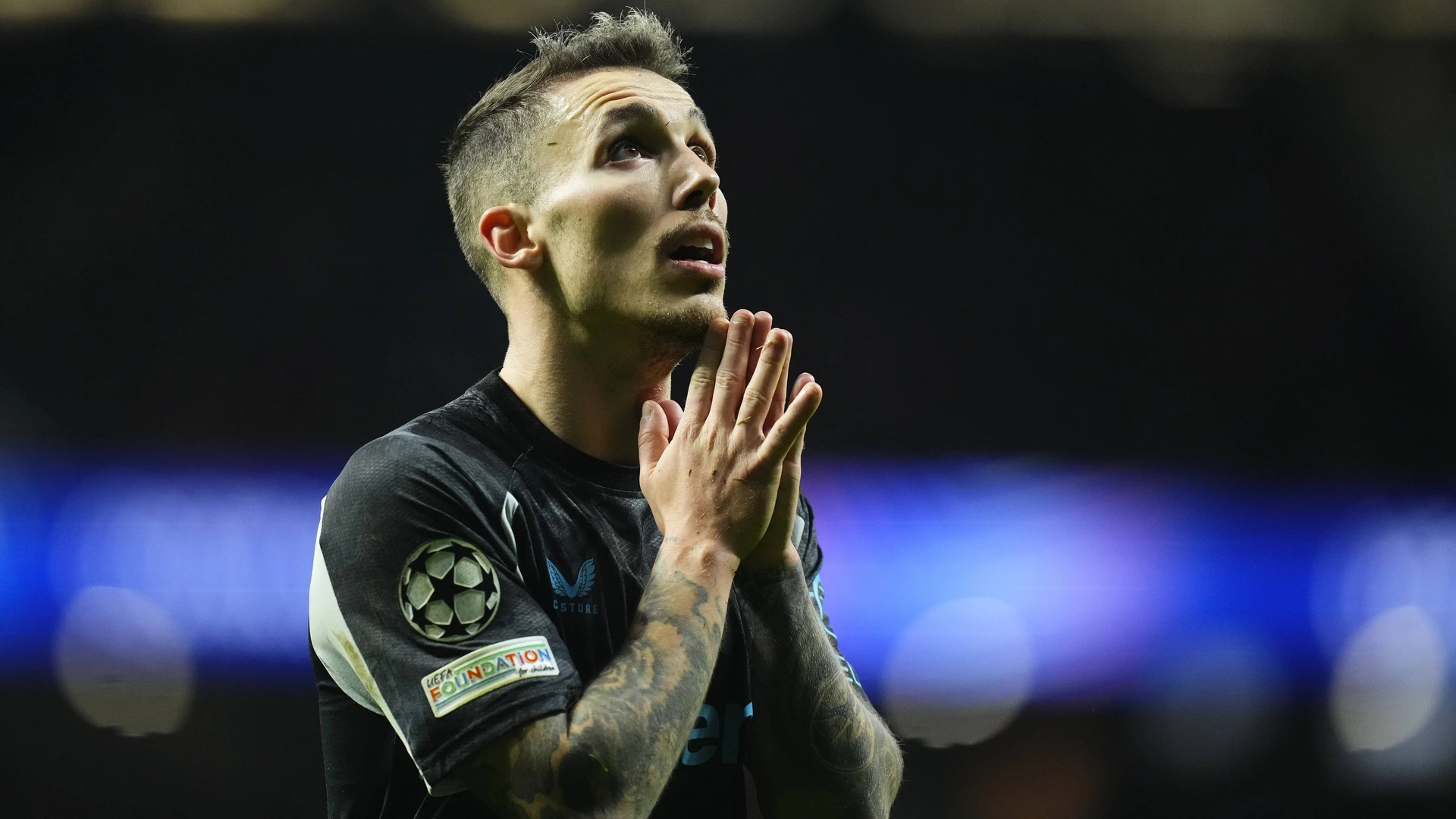 Alejandro Grimaldo left-back of Bayer 04 Leverkusen and Spain lament a failed occasion during the UEFA Champions League 2024/25 League Phase MD7 match between Atletico de Madrid and Bayer 04 Leverkusen at Riyadh Air Metropolitano on January 21, 2025 in Madrid, Spain. 