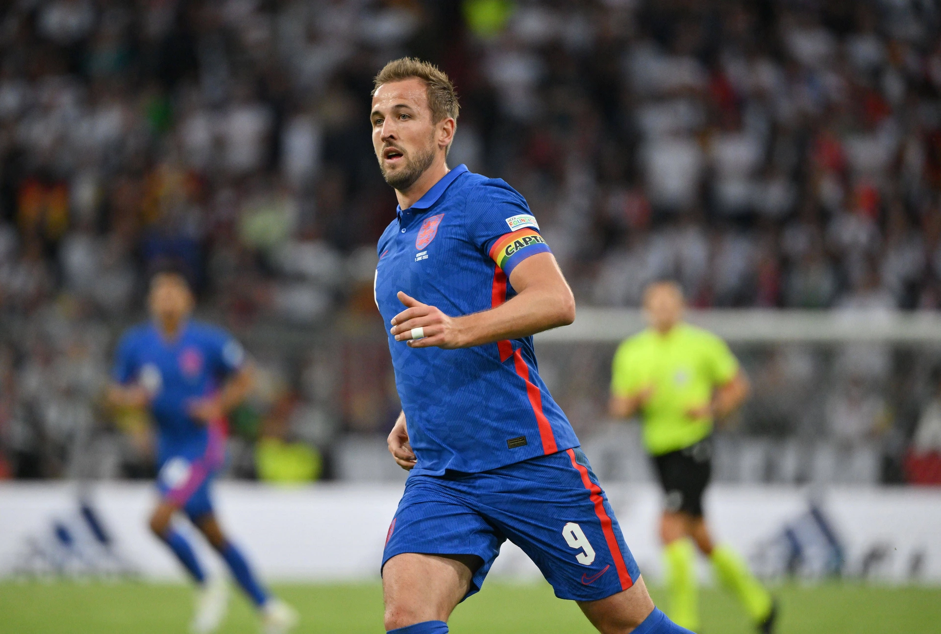 Harry Kane (England) 07.06.2022, Fussball 2022, UEFA Nations League 2022 23, 2. Spieltag, Deutschland - England 1:1 Foto: Maik Hölter TEAM2sportphoto Muenchen Allianz Arena Deutschland *** Harry Kane England 07 06 2022, Football 2022, UEFA Nations League 2022 23, Matchday 2, Germany England 1 1 Photo Maik Hölter TEAM2sportphoto Muenchen Allianz Arena Germany Team2
