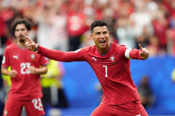Portugal v Uzbekistan - FIFA World Cup, WM, Weltmeisterschaft, Fussball 2026 - Group K HOUSTON, USA - JUNE 23: Cristiano Ronaldo of Portugal celebrates after Nuno Mendes goal during the 2026 FIFA W...