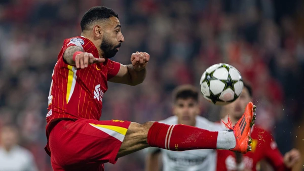Football - UEFA Champions League - League Phase - Liverpool FC v Bayer Leverkusen LIVERPOOL, ENGLAND - Tuesday, November 5, 2024: Liverpool s Mohamed Salah during the UEFA Champions League game between Liverpool FC and Bayer Leverkusen at Anfield.