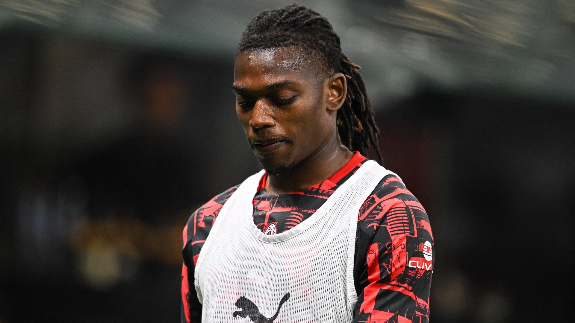 Rafael Leao of AC Milan react during the Italian Serie A football match between AC Milan and Cagliari Calcio on 24 of May 2026 at Giuseppe Meazza San Siro Siro stadium in Milan, Italy.
