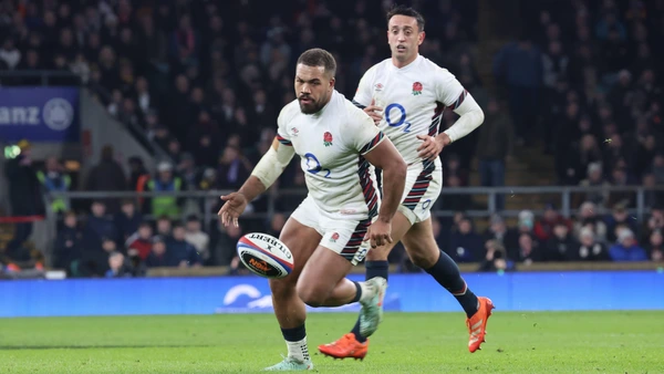 England v France - Guinness Six Nations 2025 Ollie Lawrence of England Bath Rugby plays during the Guinness Men s Six Nations Championship between England and France at Allianz Stadium in Twickenham, London, on February 8, 2025.