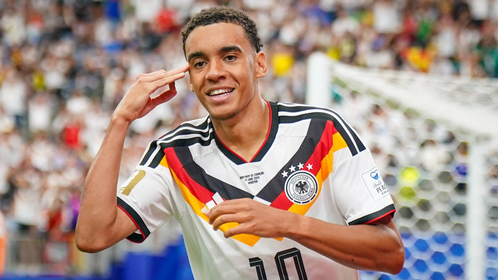 FIFA World Cup 2026 Group E Germany vs. Curaçao Houston Stadium Jamal Musiala Germany 10 Joy, Emotions, Cheering, Goal and Goal Celebration
