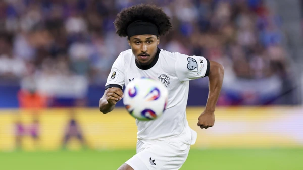Karim Adeyemi Germany controls the ball, FIFA World Cup 2026 Qualifier, Slovakia v Germany, Narodny futbalovy Stadion, September 4, 2025 in Bratislava, Slovakia.