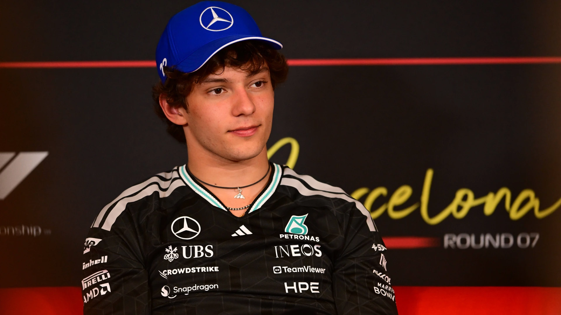 Кими Антонели. F1 Grand Prix of Barcelona-Catalunya - Previews Andrea Kimi Antonelli of the Mercedes-AMG Petronas F1 Team during an official press conference, Barcelona - Catalunya GP at Circuit de Catalunya, June 11, 2026.