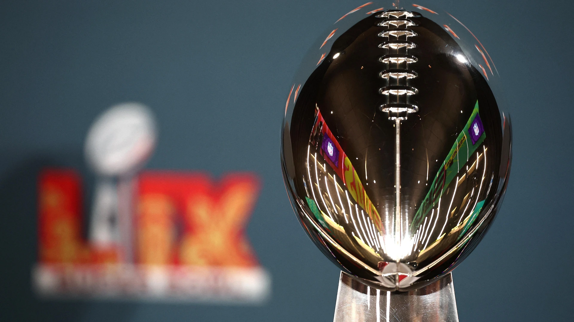 NEW ORLEANS, LOUISIANA - FEBRUARY 03: The Vince Lombardi Trophy is seen before NFL Commissioner Roger Goodell's Super Bowl Press Conference ahead of Super Bowl LIX at Caesars Superdome on February 03, 2025 in New Orleans, Louisiana.