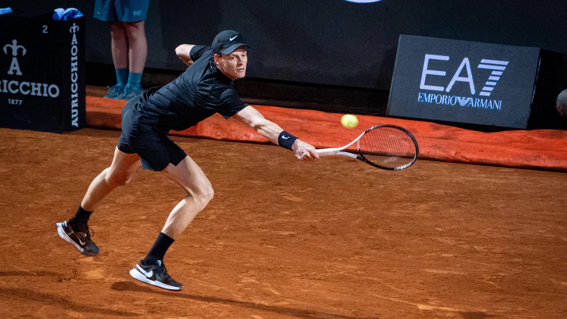 Jannik Sinner of Italy plays against Francisco Cerundolo of Argentina in the Men s Singles Round of 16 match during Day Nine of the Internazionali BNL D Italia 2025 Italian Open at Foro Italico in Rome, Italy, on 13 May 2025,