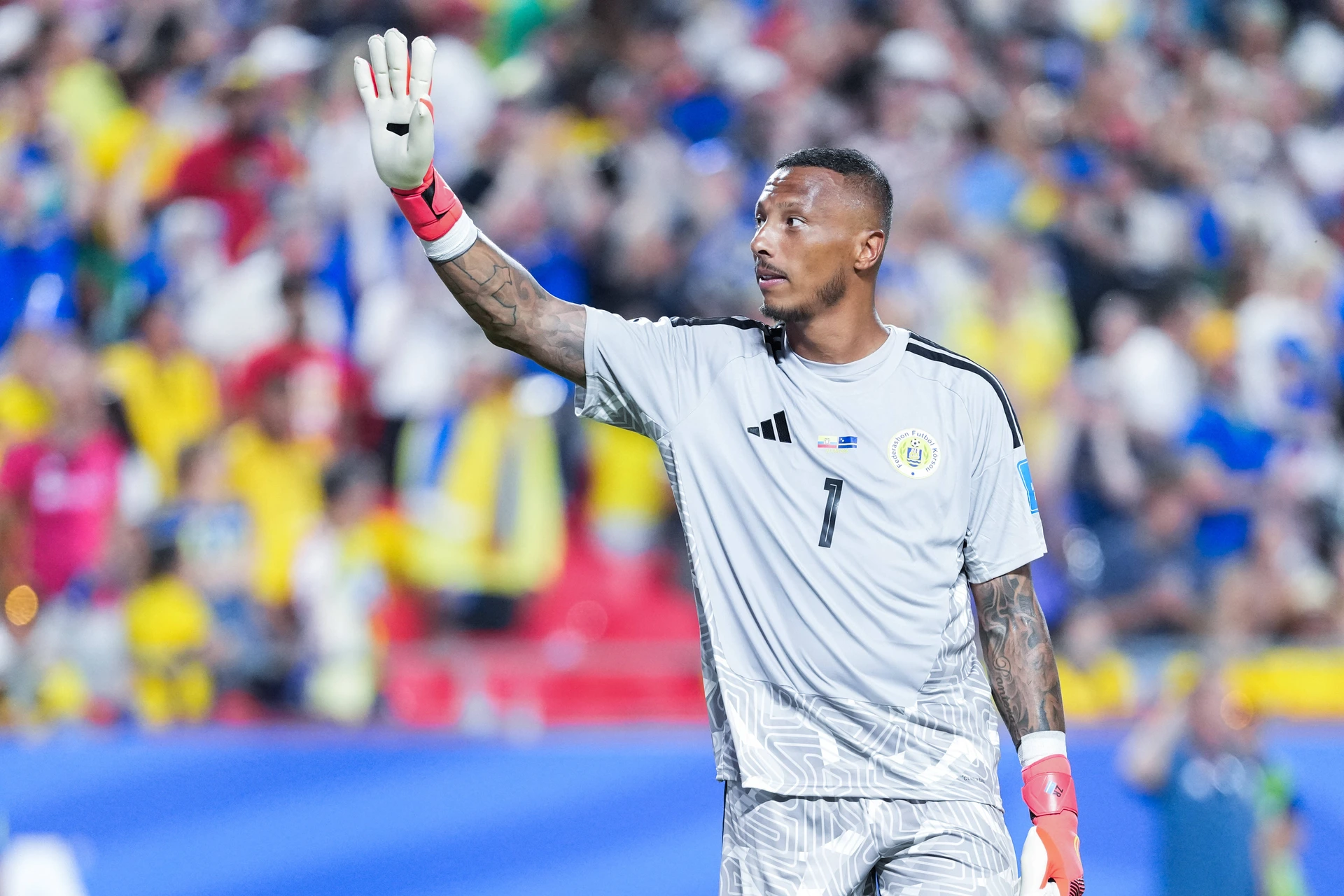 Eloy Room of Curacao celebrates after the 0-0 draw during a FIFA Men’s World Cup 2026 Group Stage football match between Ecuador and Curacao at Kansas City Stadium, in Kansas City on June 20th 2026...