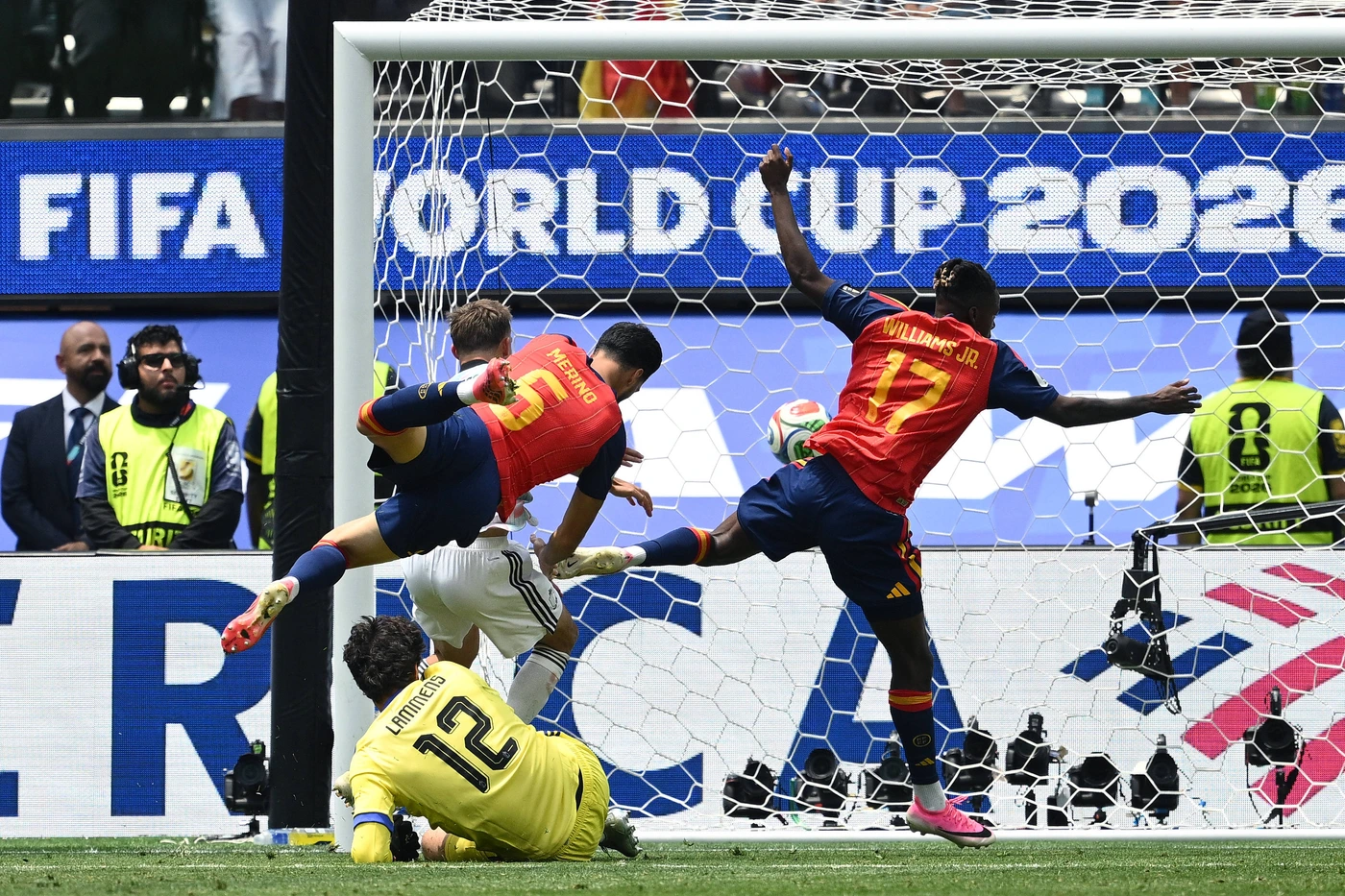 Mg Los Angeles (Stati Uniti) 10 07 2026 - Mondiali di Calcio 2026 Spagna-Belgio foto Matteo Gribaudi Image nella foto: gol Mikel Merino PUBLICATIONxNOTxINxITA