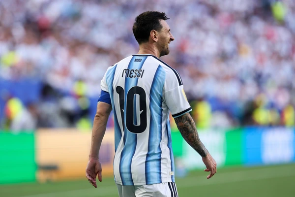 MIAMI GARDENS, FLORIDA - JULY 03: Lionel Messi 10 of Argentina reacts during the FIFA World Cup, WM, Weltmeisterschaft, Fussball 2026 Round of 32 match between Argentina and Cabo Verde at Miami Sta...