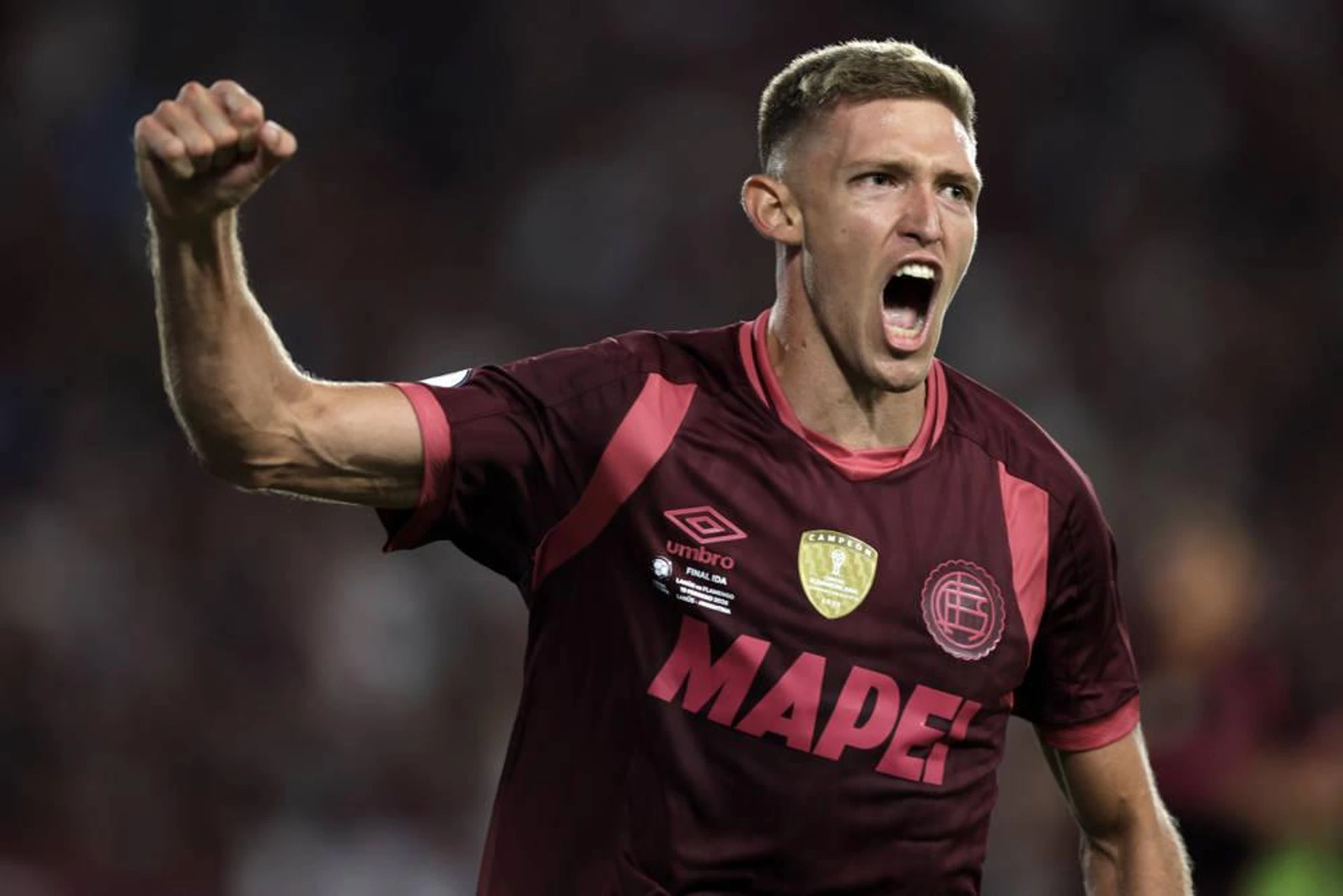 Lanus Vs Flamengo Recopa Sudamericana in Buenos Aires Argentina Rodrigo Castillo, of Lanus, celebrates a goal during the match against Flamengo for the Recopa Sudamericana, at the Estadio Ciudad de Lanus, in Buenos Aires, this Thursday, February 19, 2026. BUENOS AIRES ARGENTINA Copyright: xBRAZILxPHOTOxPRESSx
