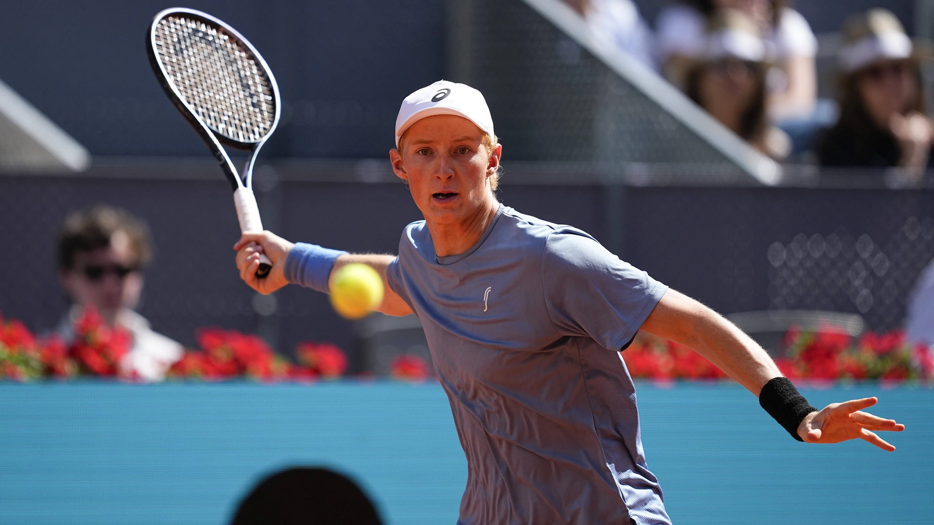 April 26, 2026, Madrid, Madrid, Spain: Elmer Moller of Denmark plays against Jannik Sinner of Italy during the Mutua Madrid Open 2026, ATP
